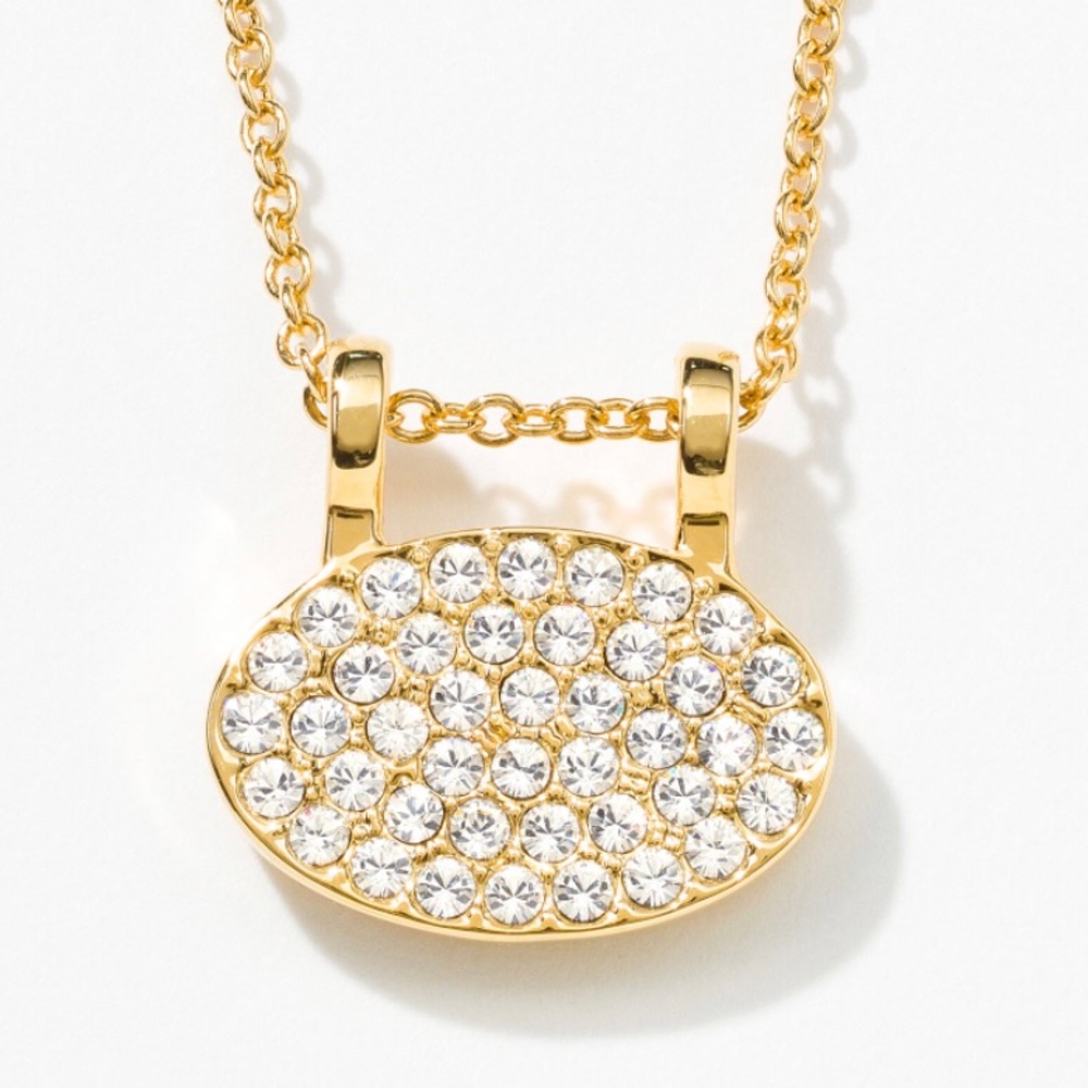 Touchstone Crystal by Swarovski mini disc necklace gold w/crystals BNIB
